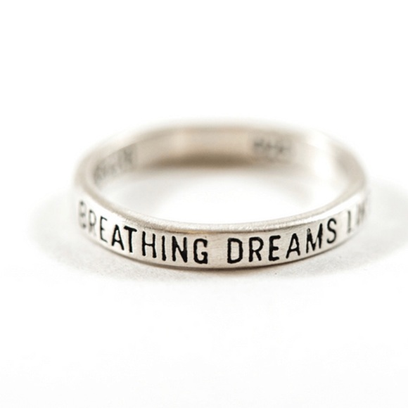 Sugarboo & CO 925 Sterling Silver Stackable “Breathing Dreams Like Air” Ring - Picture 2 of 11